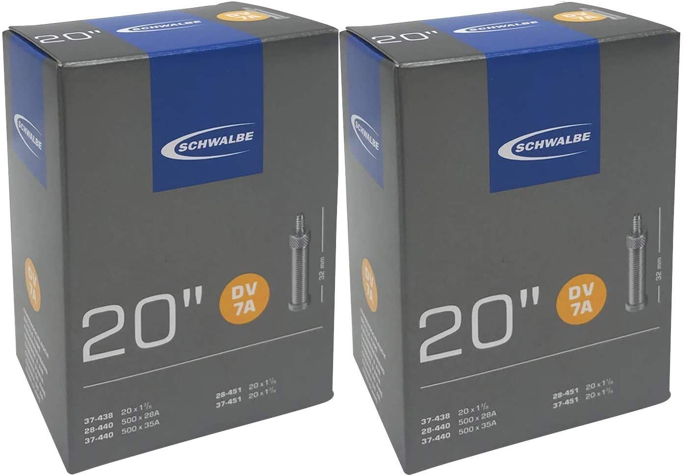 

Set of 2 SCHWALBE 20x1 1/8-1 3/8 British Tubes, DV7A [Imported]