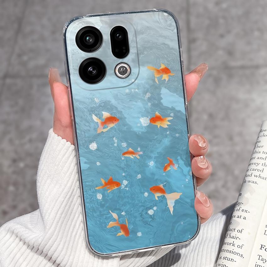 For Oppo Find X9 X8 X7 X5 Pro X2 Lite Reno8 Pro Pro+ Phone Case Black Cat Wine Glass Patterns Transparent TPU Protection Covers For Oppo Bumper Casing