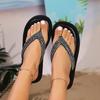 Fashion New Summer 2025 Rhinestone Thick-soled Flip-flops for Women, Fashionable Flip-flops with Toe Clippers for Summer Wear