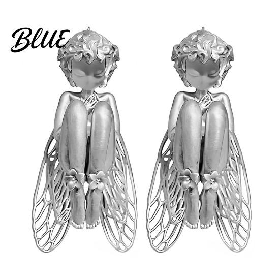 Floral Embellishment Necklace Angel Pendant Tranquil Winged Design with Mysterious