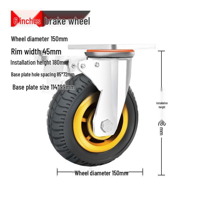 Heavy-Duty Silent Caster Wheels with Brakes (4, 5, 6, 8-inch) - Limited-Time Special Offer
