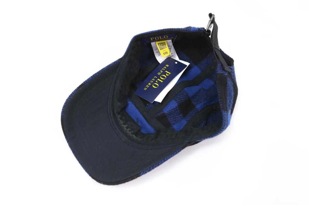 (Polo Ralph Lauren) Men's and Women's Wool Check 5 Panel Cap with One Point Signature Pony Hat 01080056-BLUE [Used]