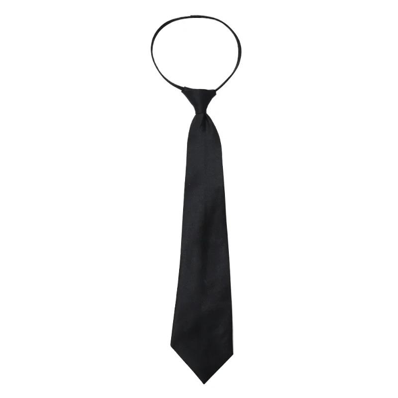Unisex Black Simple Clip on Tie Security Tie Uniform Shirt Suit Neckties Steward Matte Lazy Neck Ties Men Women Students