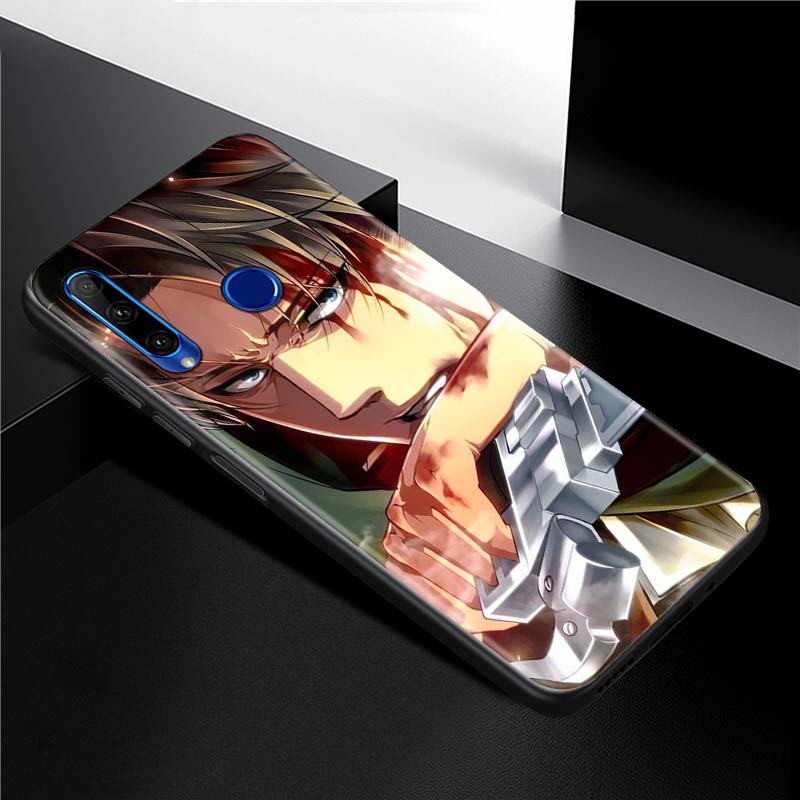 Black Soft Cases for Huawei Y5 Y6 Y7 Y9 Prime 2019 Y6p Y5p Y7p Y8p Y6s Y8s Y9s Cover Anime Attack On Titan Phone Case