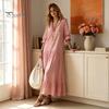 Comfortable Summer Dress Women Striped Long Sleeve Dress, V-Neck Collar Maxi Shirt Elegant for Autumn, Breathable Loose Fit Casual Retro