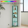 6 Tier Corner Shelf with Light, 65.3" Tall LED Corner Shelves, Corner Shelves Standing with Metal Frame, Corner Bookshelf