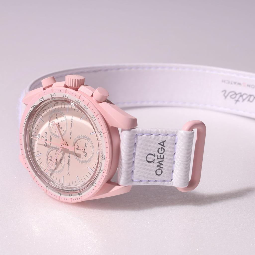 OMEGA SWATCH Venus Watch Omega Swatch Collaboration Genuine Box with Shopper Speedmaster Model Mission Watch Waterproof Silicone × [With Band]