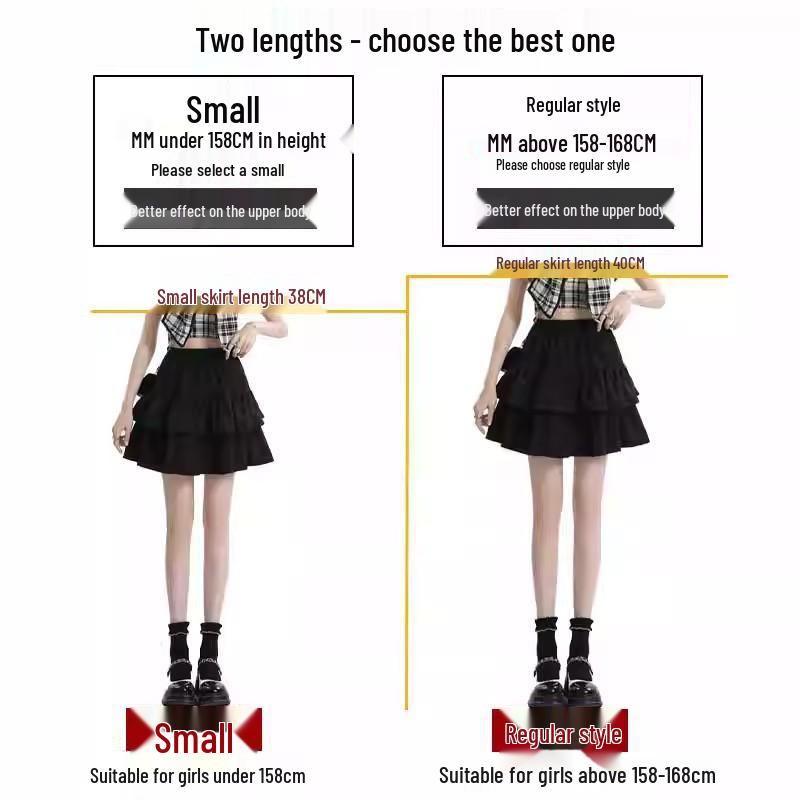 Black High Waist A-line Puffy Skirt for Women, Summer 2026 Trendy Short Umbrella Cake Skirt