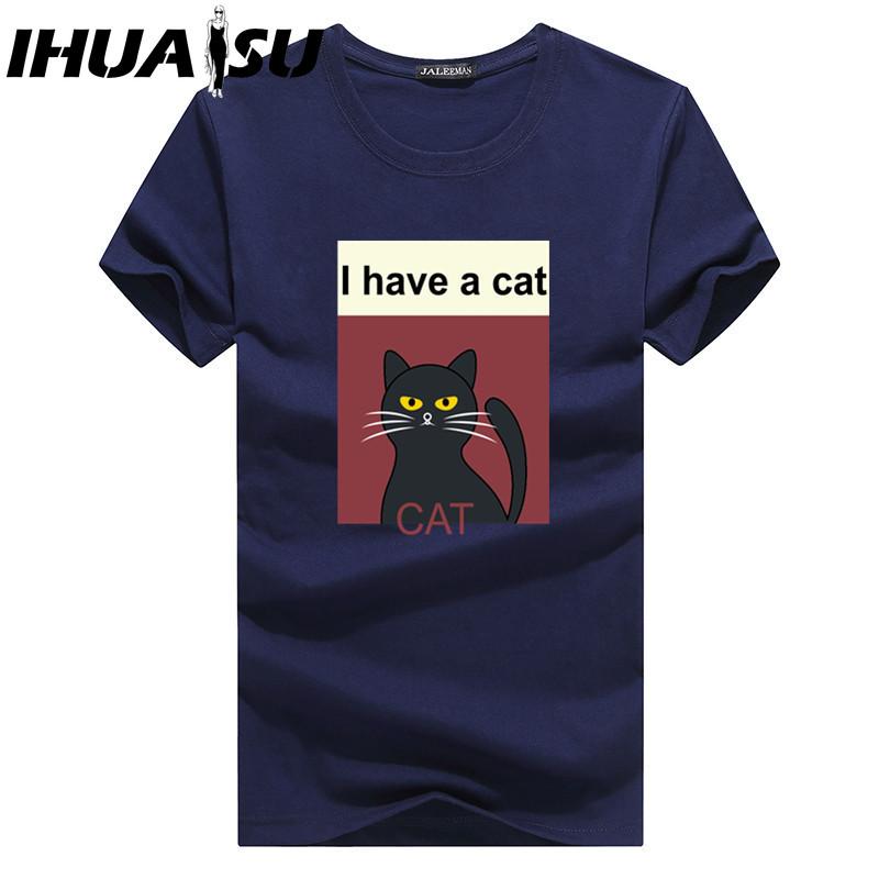 IHUASU Kurzarm-T-Shirt aus Baumwolle für Herren, modisch, lockeres Halbarmhemd, bedrucktes mitfühlendes Hemd