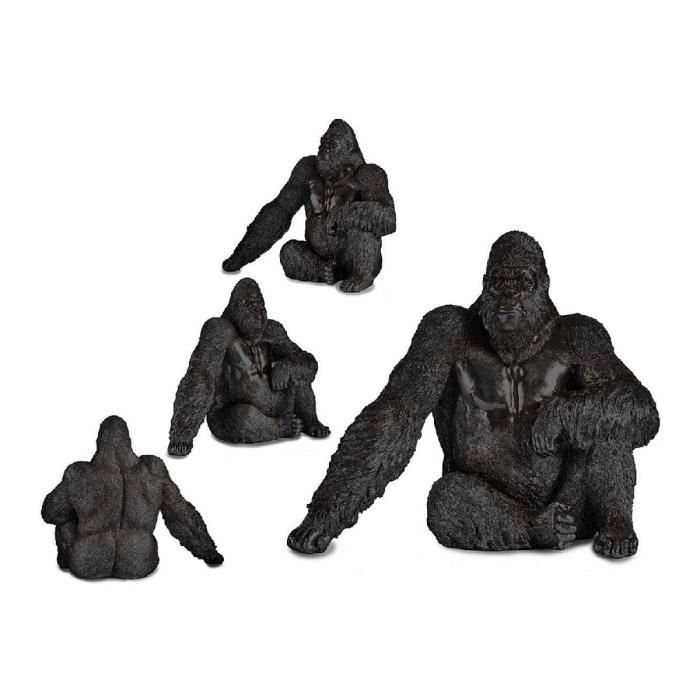 Figurine décorative - Gorille noir - Résine - 34x50x63 cm - Design contemporain