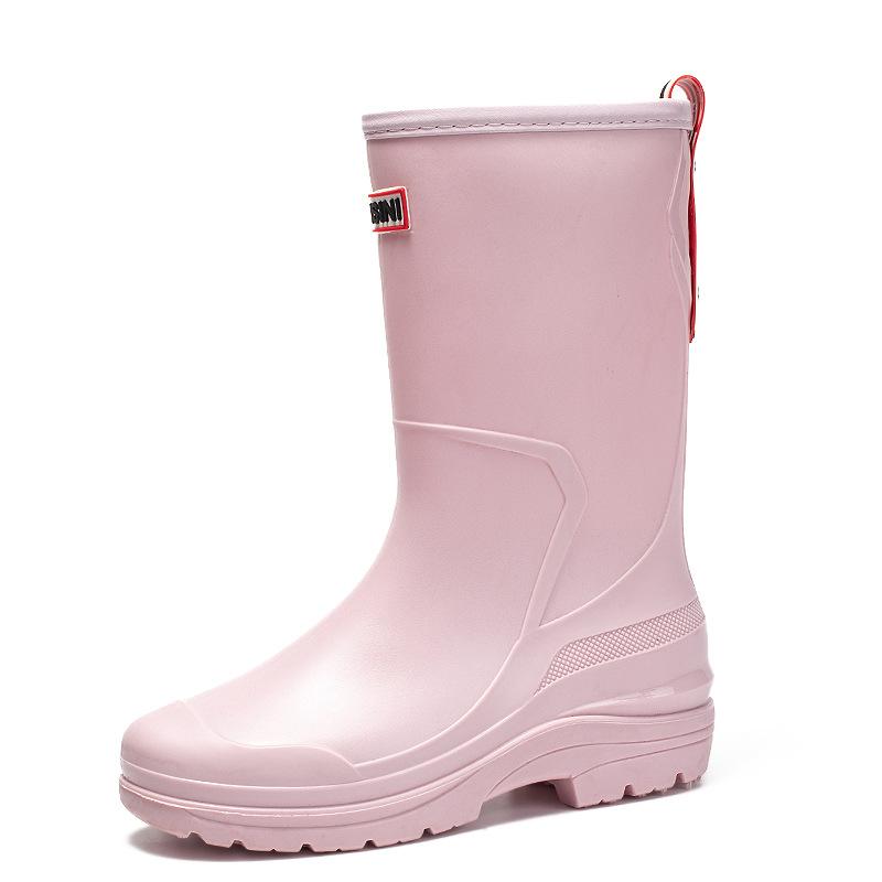 

Новые дождевые ботинки женский набор водные туфли модные дождевые сапоги средней длины студенты носят рабочие водонепроницаемые клеевые туфли женщины 41