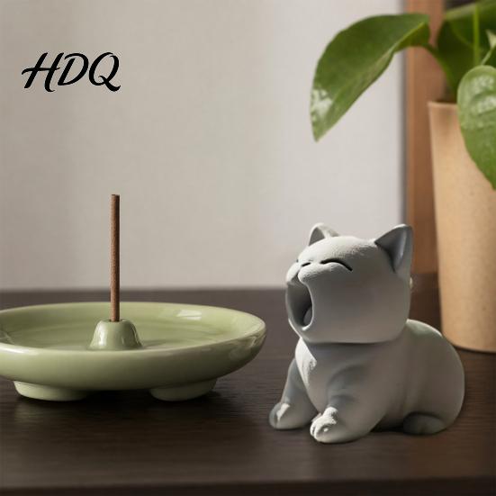 Kawaii Cat Tabletop Decoration 3D Printed Figurine Cute Screaming Ornament Creative Chibi Kitten Desk Statue Sculpture Desktop for Home Office Decor
