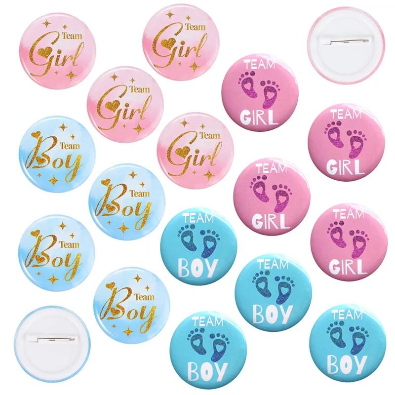 10 Baby Baptism Party Badges with Team Boy/Girl Footprint Emblems, Suitable for Birthday Parties and Baby Shower Decorations