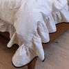 French Large Lace Cotton & Linen 4-Piece Set: Soft, Skin-Friendly Solid Color Bedding with Fitted Sheet