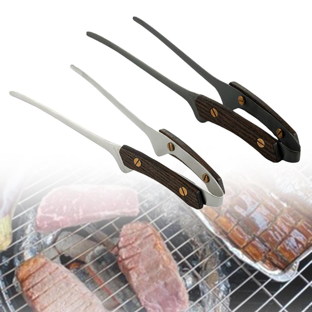 Barbecue Tongs Kitchen Salad Tweezers Vegetable Wooden Handle Multi-use Cooking
