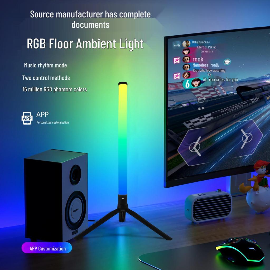 360° Voice-Control RGB Rhythm Floor Lamp - Dynamic Desktop Atmosphere Light with Full Illumination