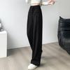 145cm Women's High Waist Slim Fit Wide Leg Knitted Sweatpants, Floor-Length for Autumn, Petite Size.