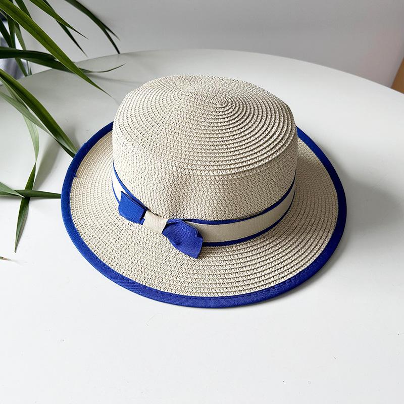 

Стиль Шляпа Универсальная Соломенная Плетеная Элегантный Бант Женские Шляпыбоатер Солнцезащитная бежевый