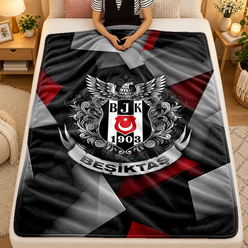 Flannel BlanketBeşiktaş FC Warm Soft Throw Blanket for Indoor Sofa Bed Living Room Use