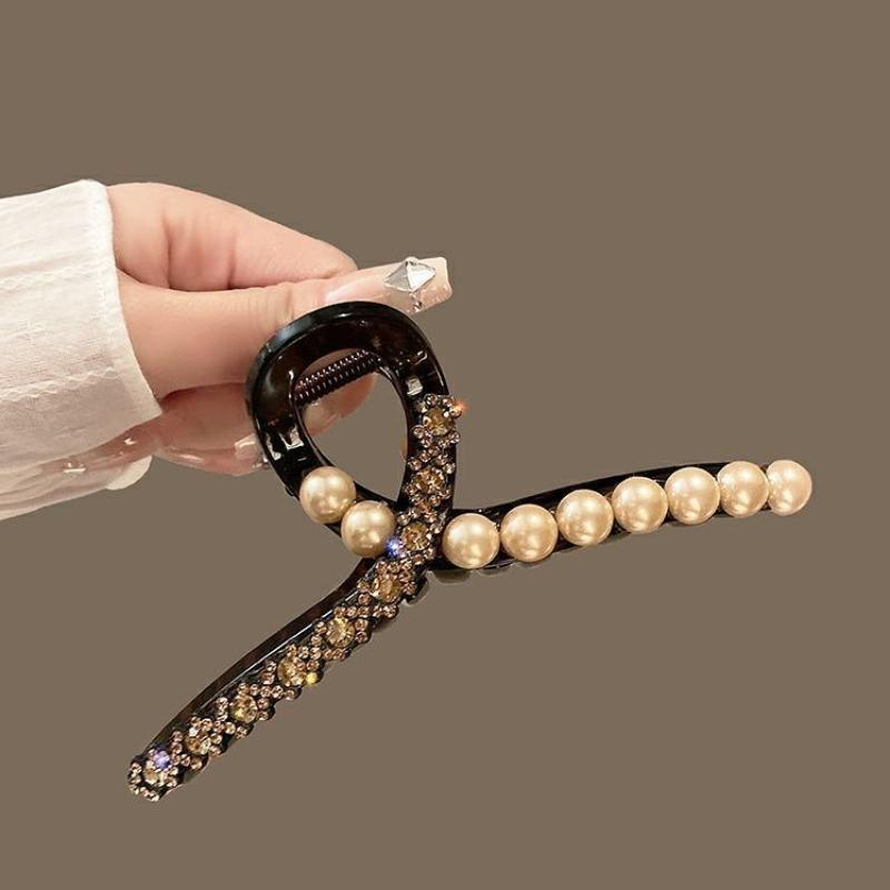 New Korean Style Pearl Rhinestone Hair Clips for Women Fashion Shark Clip Girls Hair Jewelry Accessories