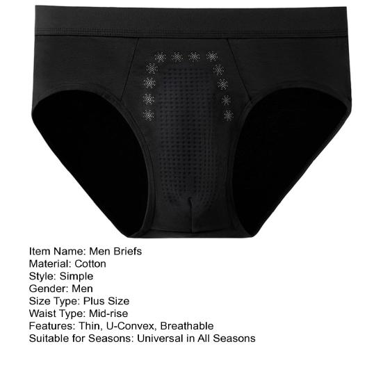 Men Briefs Elastic Mid-Waist Design Solid Color U-Convex Panties High Elasticity Comfortable Fit Underwear
