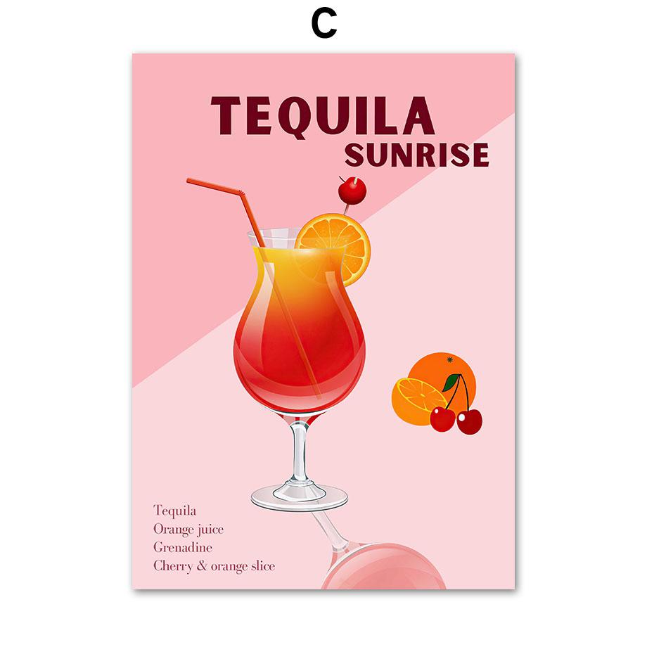 Cocktail Espresso Lemonade Wall Art Canvas Painting Retro Drinks Posters And Prints Pictures For Drink Shop Bar Room Decoration