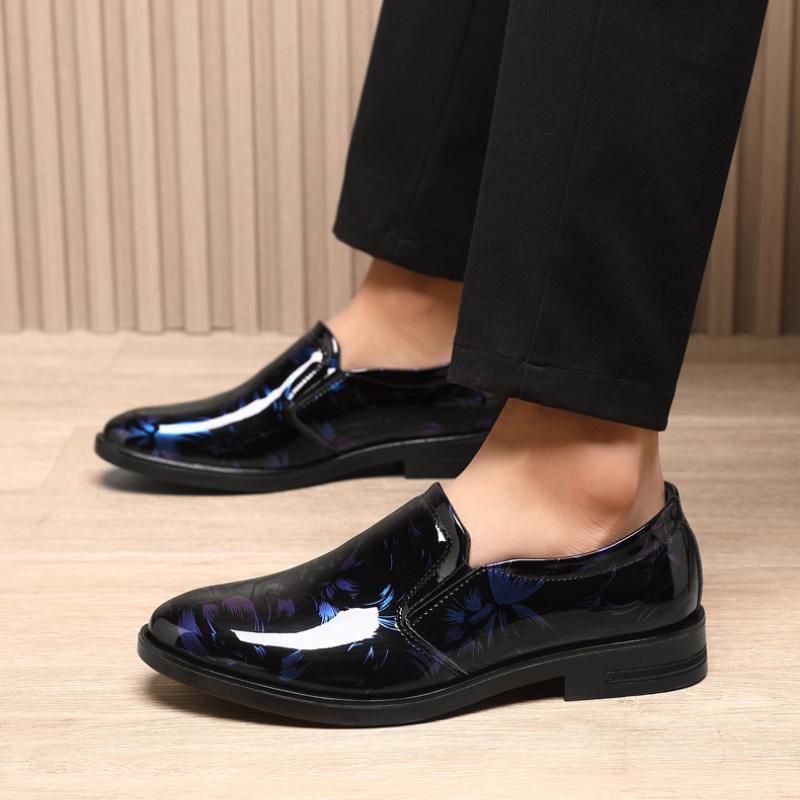 New Leather Shoes for Men Floral Pattern Men's Formal Shoes Luxury Business Oxford Male Office Wedding Flats Mocassin Homme
