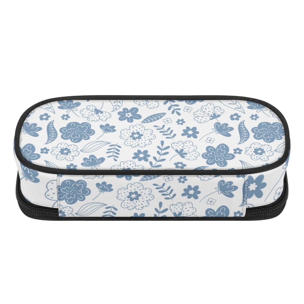 Student Pencil Case Practical Strong Polyester Fabric Zipper Closure with Mesh Pocket Removable Divider and Pen Slots for Students