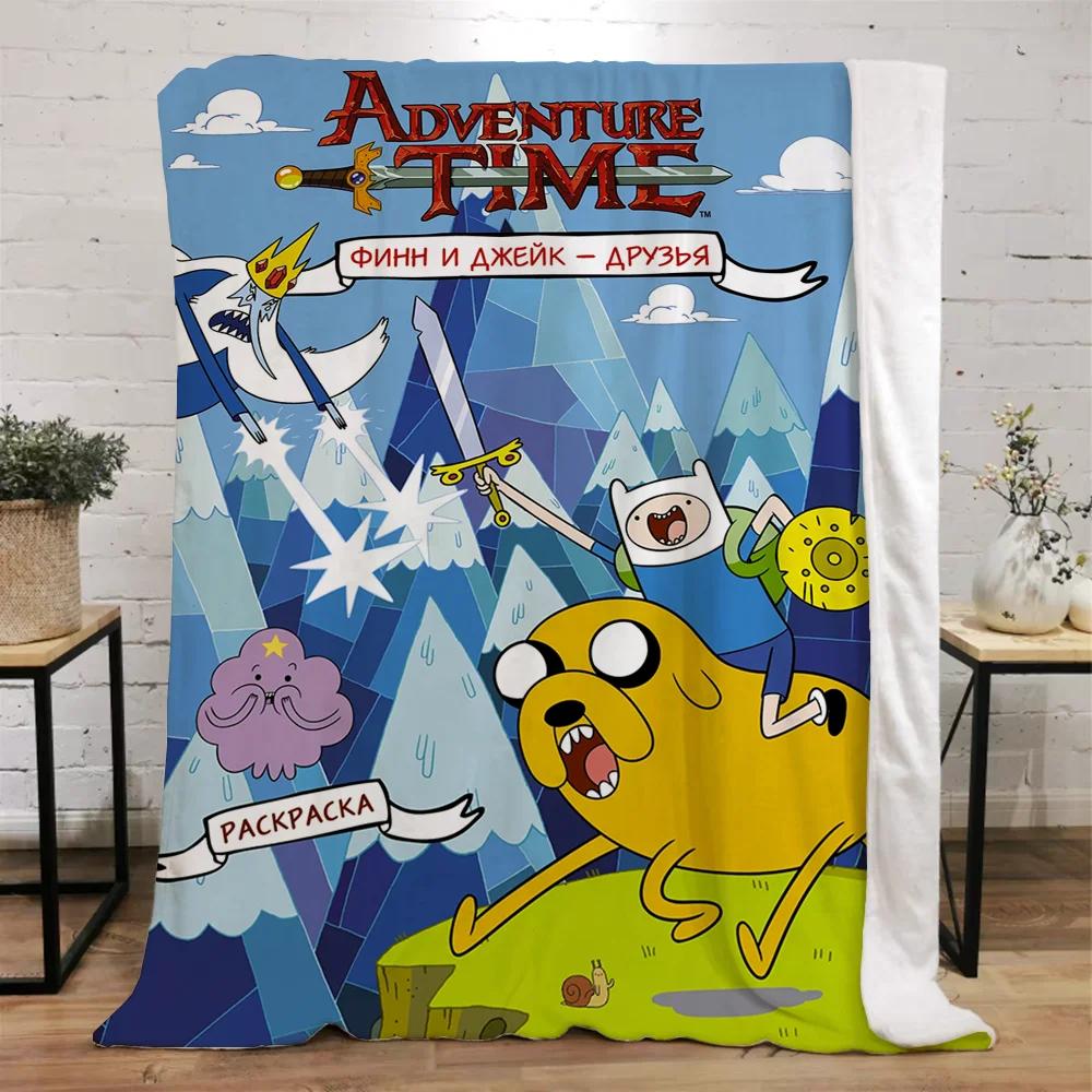 Adventure Time Coperte Spesse per l'Inverno Coperta Letto Lavorata a Maglia a Quadri Casa e Decorazione Biancheria da Letto in Microfibra Asciugamano da Spiaggia Coperta per Riposo