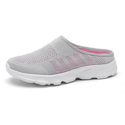 Designer Women's Light Sole Half Slipper Mesh Breathable Casual Sneakers Flat Loafer Walking Shoes for Women 42 Plus Size