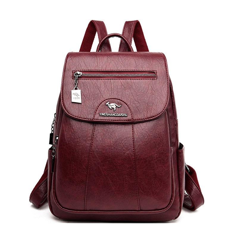 Women's Backpack Large Capacity Soft PU Travel Bag Fashion Trend Student Anti-theft Imitation Sheepskin Backpack