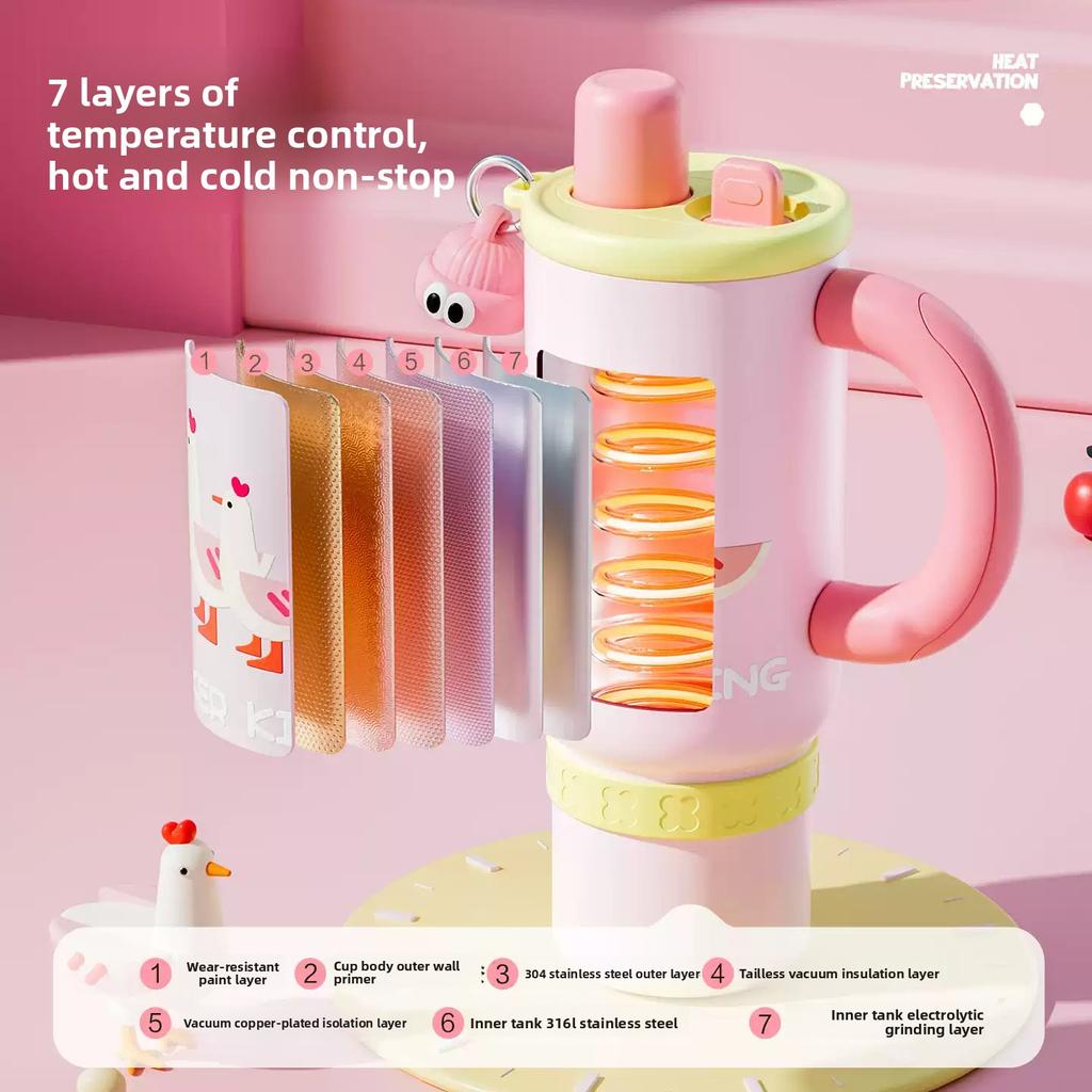 COOKER KING 1200ml Ice Cup316Stainless Steel Insulation Cup Food Grade Kettle with Handle Suitable for OutdoorTravelPortable Cup