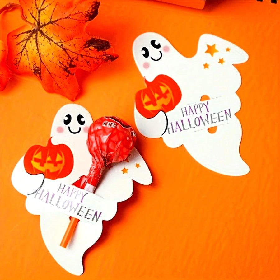 

25pcs Halloween Ghost Pumpkin Lollipop Decorative Cards ,No Lollipops Included one-size разноцветный