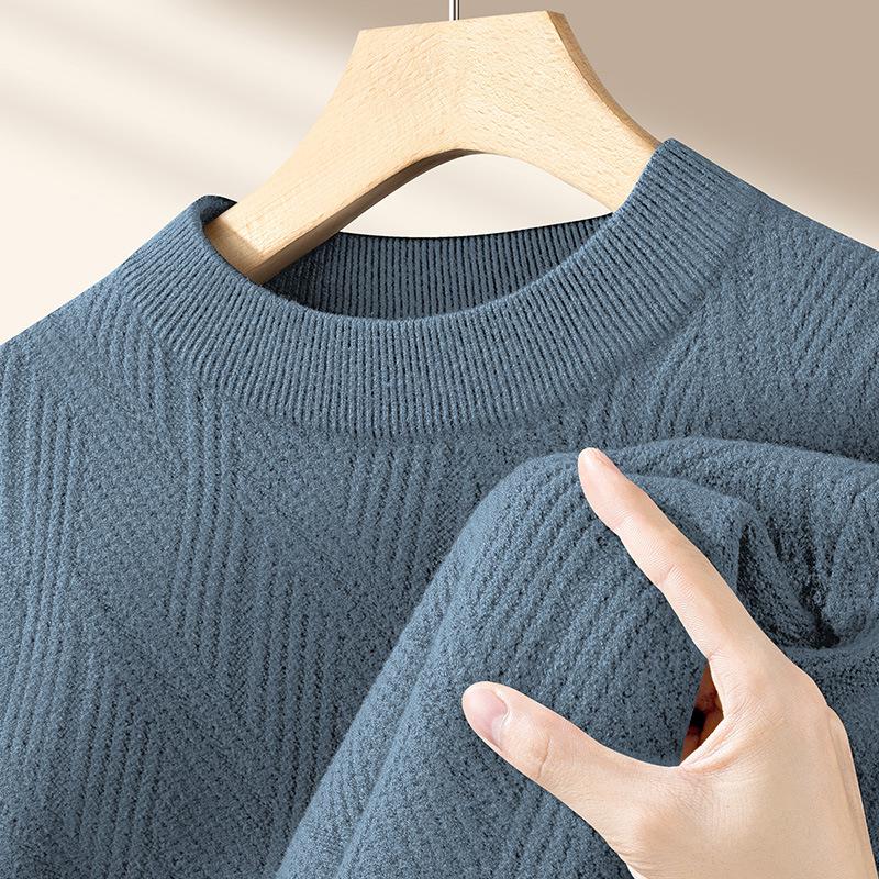 Men's Lyocell Wool Crew Neck Sweater - Warm, Light, Mature Style Knitwear
