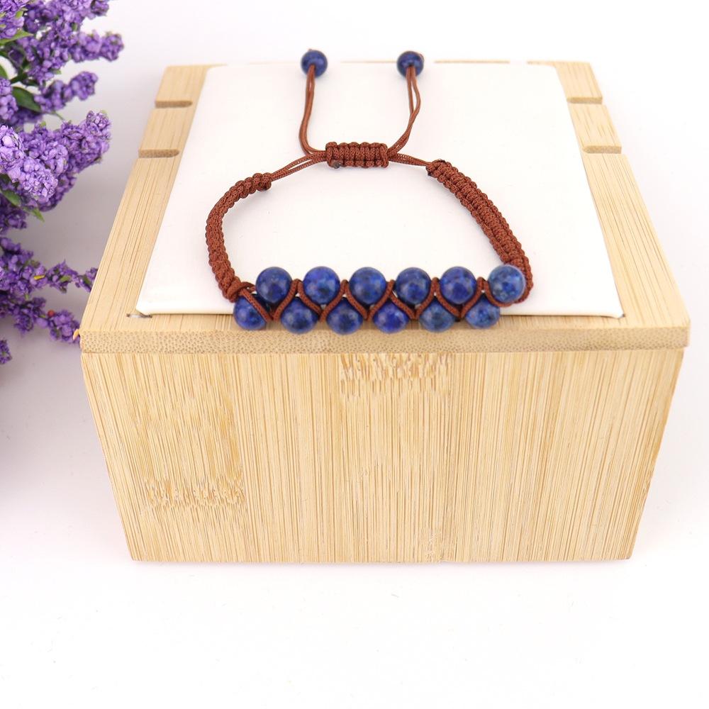 Bohemian Hand-Woven Round Bead Natural Stone Crystal Double Row Woven Couple Bracelet B102