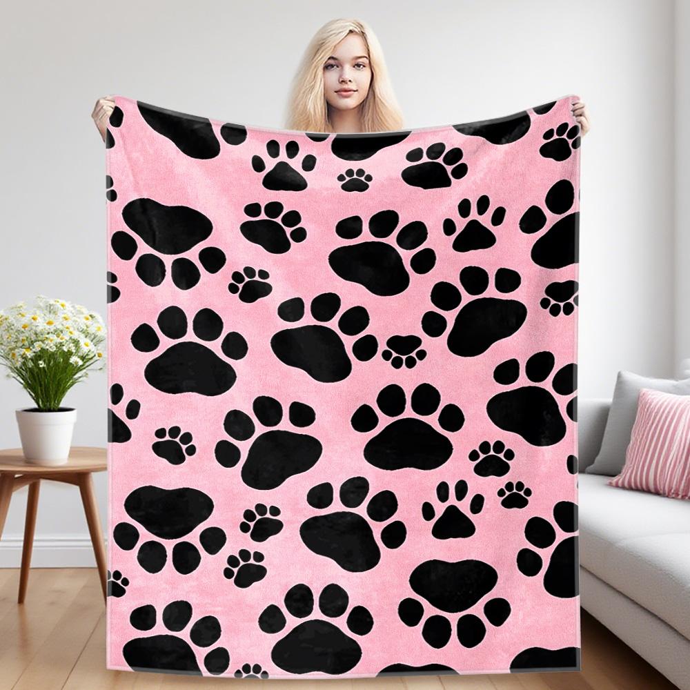 Paw Prints Four Season Flannel Blanket, Soft Plush Skin Friendly Sofa Blanket, A Great Gift Item
