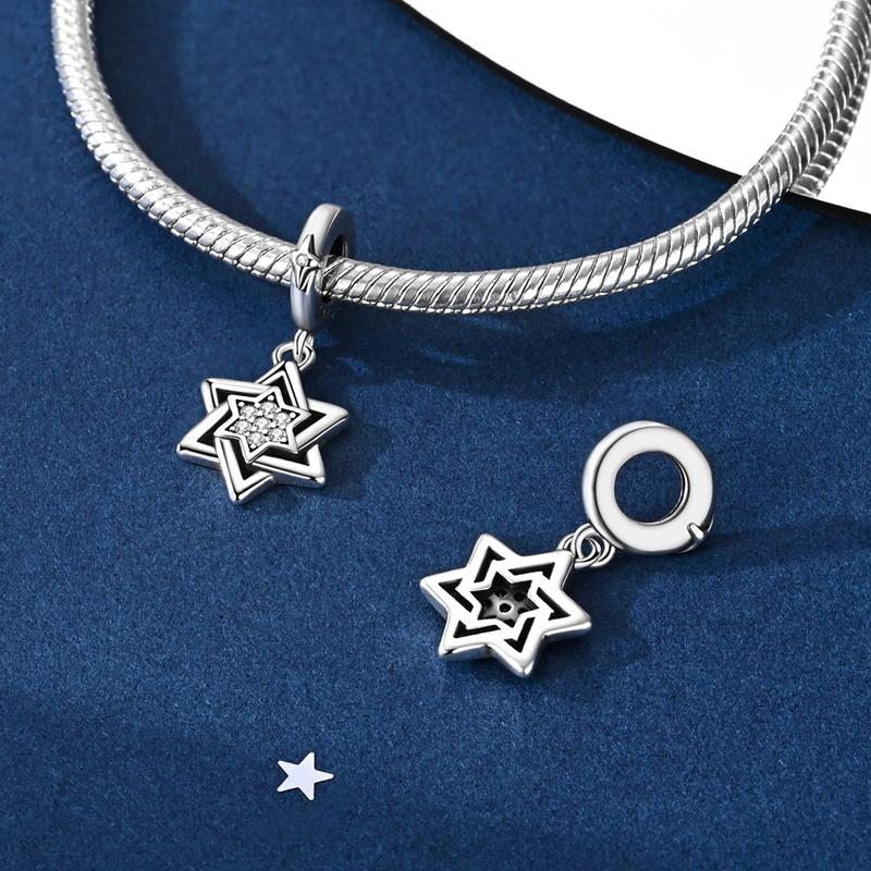 New In Hexagram Series Copper Heart Love Pendant Charms Jewelry Fit Originalbracelet For Women Diy Gift