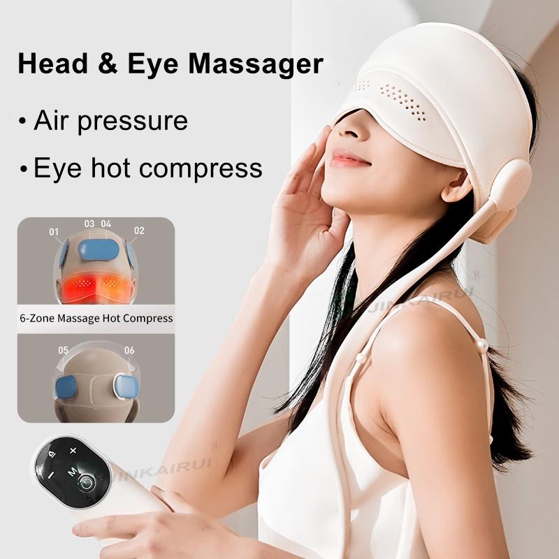 

Wireless Head Massager Foldable Headache Relief Device Smart Air Pressure Soothing Heating Therapy Equipment White