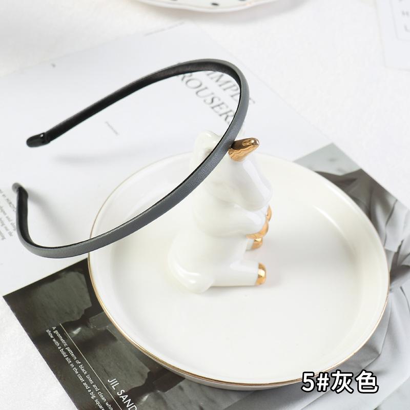 Neue Damen Vintage PU Leder Einfache Dünne Haarbänder Schlichte Handgemachte Einfarbige Stirnbänder Wasch-Stirnbänder Elegante Haarreife