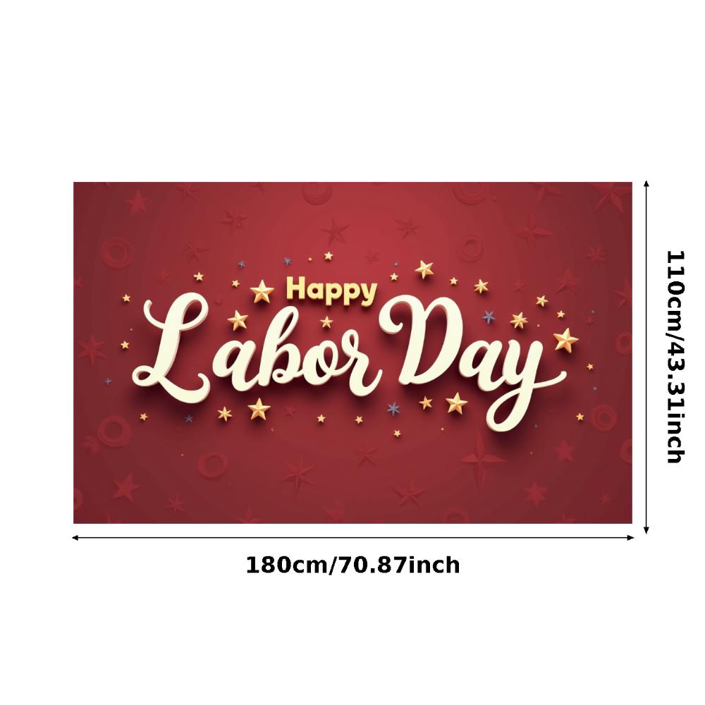 Holiday Banner Red Background Celebration Banner Text Decoration Labor Day Banner for Party Decoration Themed Celebration