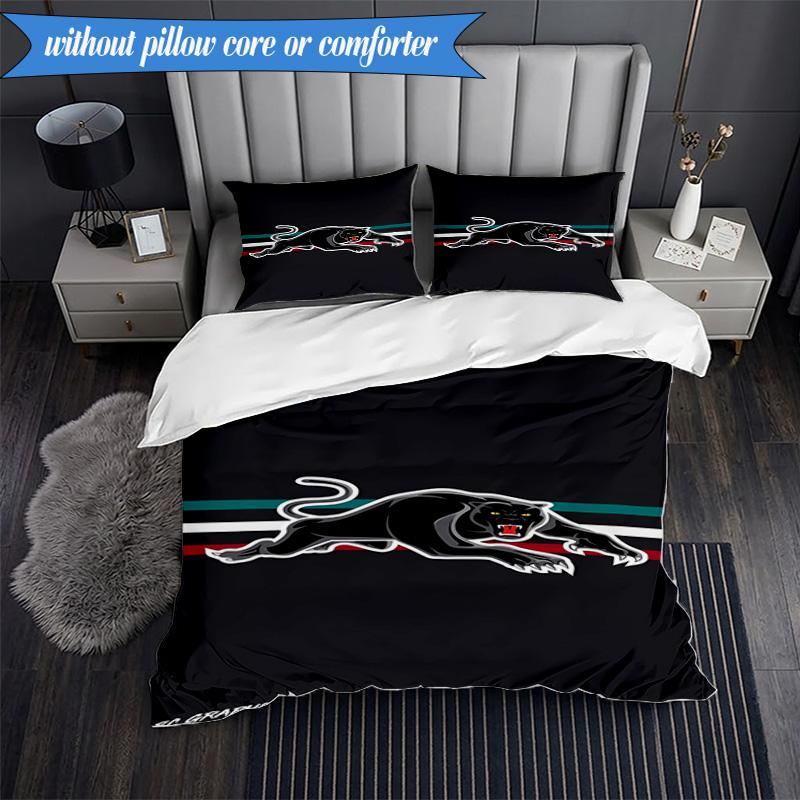 3PCS Panther Panthers Spirit Bedding Set 2D Printing (Includes 1 Duvet Cover + 2 Pillowcases Coreless), Bedroom decor,Fan Gift