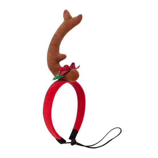 Dog Antler Headband Christmas Pet Costume Hairband Adjustable Headband with Bow Floppy Ears for Medium Large Dogs Holiday Party Dress-up