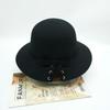 Black And White Contrasting Color Bow Small Fresh Hepburn Black Woolen Basin Hat Women'S Autumn And Winter French Retro Fisherman Top Hat