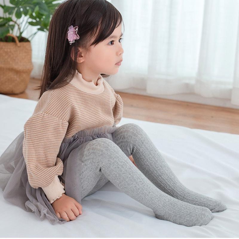 Eleganckie, dziewczęce rajstopy Chic Simplicity Kids Girl w jednolitym kolorze, modne, koreańskie legginsy, pończochy, jesień, wiosna, grube, bawełniane rajstopy