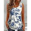 Colorful Flowers Print Loose Vest Casual Beach Beach Fashion Summer Daily Sleeveless Comfortable Breathable Soft Women Vest