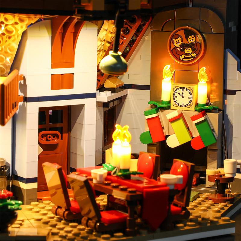 Gör-det-själv LED-belysningskit för LEGO Icons 10293 Jultomtens Besök Byggklossleksak Dekoration Justerbara Belysningstillbehör