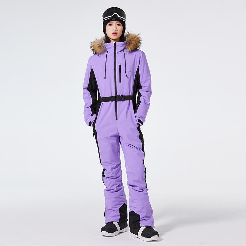 Einteiliger Ski-Overall für Damen, isoliert, winddicht, wasserdicht, warm, Schneeanzüge, schmal geschnittene Skianzüge für Damen, Overalls, Snowboardanzug