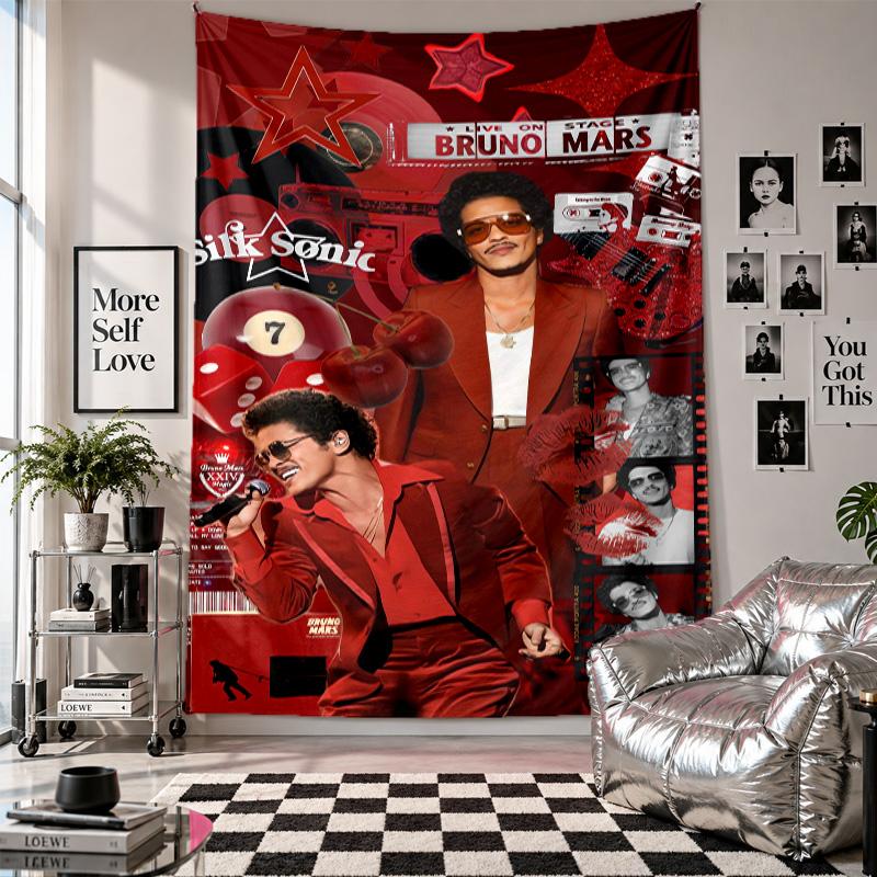 Wall TapestryBruno Mars Art Hanging Cloth Decorative Background Cover for Room Decoration