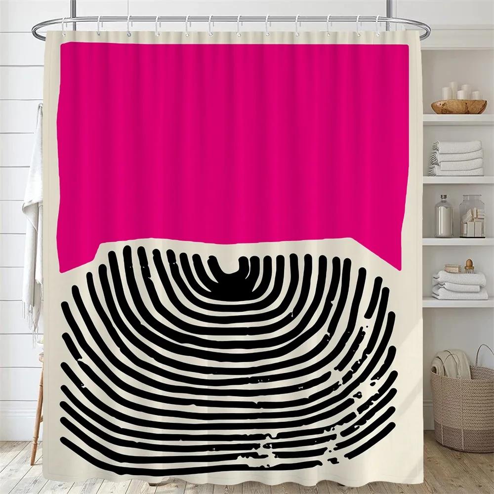 Bathroom Nordic Abstract Painting Shower Curtain Medieval Minimalist Art Polyester Fabric Shower Curtain 180 * 180CM with Hooks