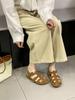 Fashion Baotou Sandals Female Buckle Strap Summer Outside Hollow Weaving Retro French Handmade Vocation Beach Roman Shoe Zapatos Mujer